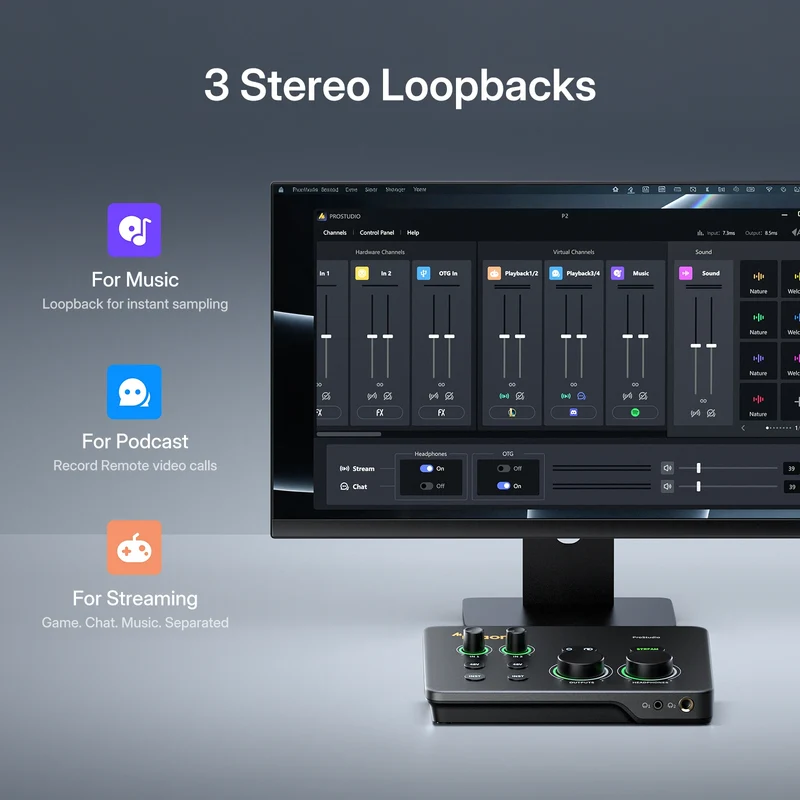 MAONO COMPLETE PODCAST STUDIO SETUP – 2× HD300 MICROPHONES + P2 AUDIO INTERFACE + 2× MH700 HEADPHONES - Thumbnail 11