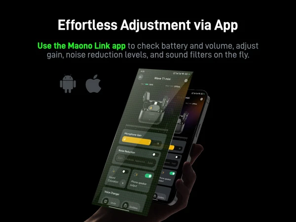  MAONO WAVE T1 MINI PBC2 TYPE-C & LIGHTNING RECEIVER MICROPHONE - Thumbnail 8