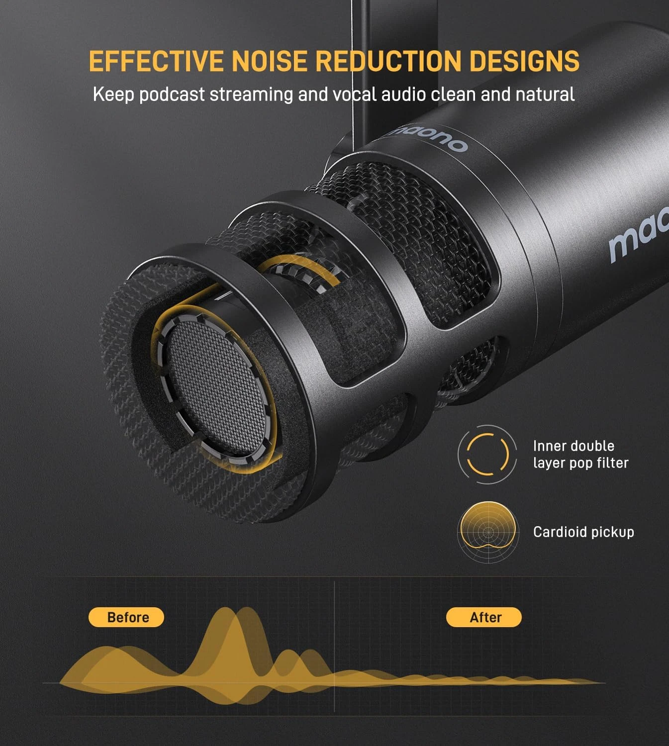MAONO PD100 GEN 2 S USB/XLR DYNAMIC MICROPHONE  (WITH BOOM ARM STAND) - Thumbnail 8