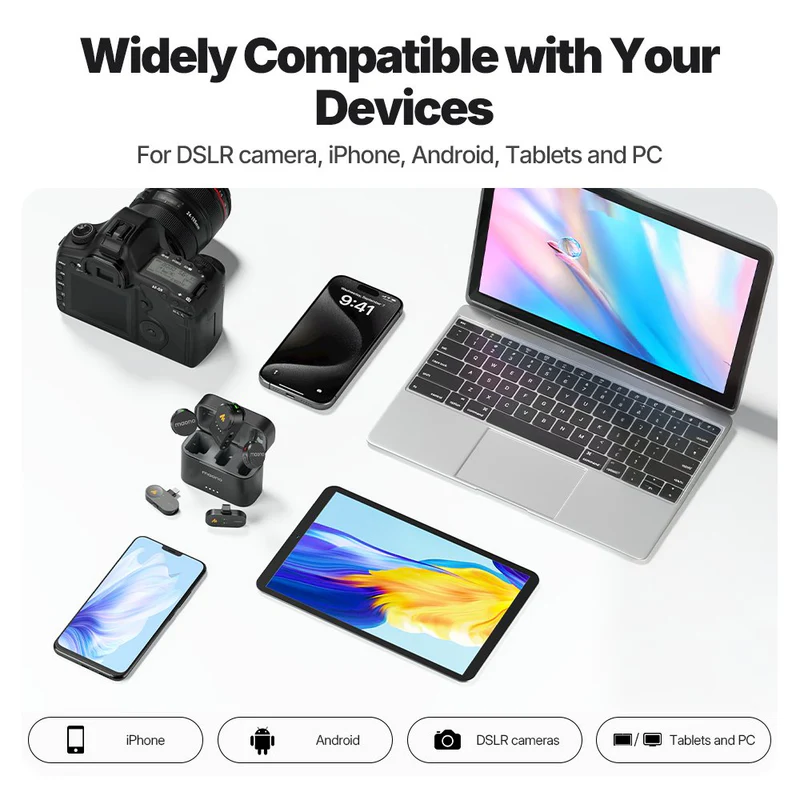 MAONO WAVE T5 PA3 TYPE-C/LIGHTNING & CAMERA RECEIVER MICROPHONE - Thumbnail 3