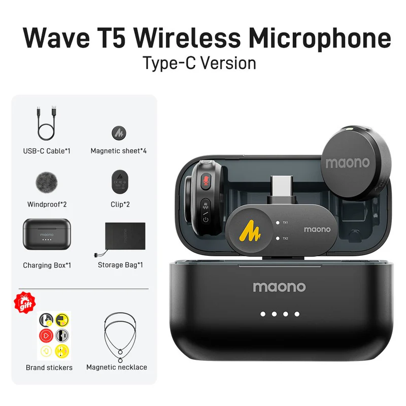 MAONO WAVE T5 PC2 TYPE-C RECEIVER MICROPHONE - Thumbnail 10
