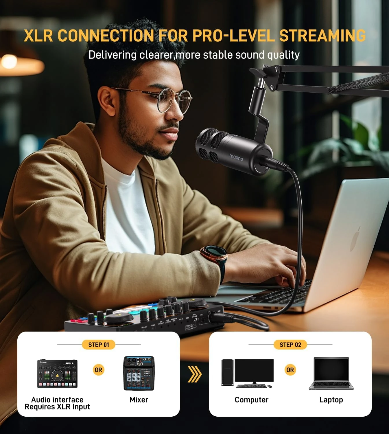 MAONO PD100 GEN 2 S USB/XLR DYNAMIC MICROPHONE  (WITH BOOM ARM STAND) - Thumbnail 7