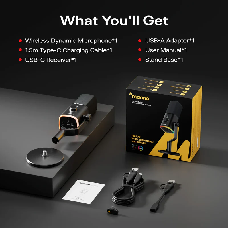 New Launch | PD100W Wireless & USB Dynamic Microphone For Game Streaming - Thumbnail 10