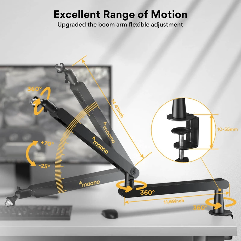 MAONO BA92 Mic Boom Arm Stand - Thumbnail 7