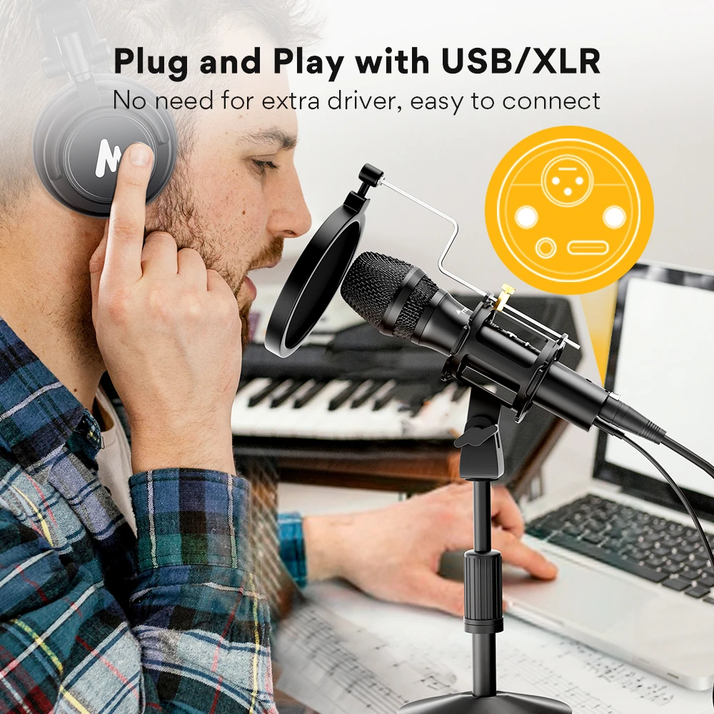 MAONO COMPLETE PODCAST STUDIO SETUP – 2× HD300 MICROPHONES + P2 AUDIO INTERFACE + 2× MH700 HEADPHONES - Thumbnail 10